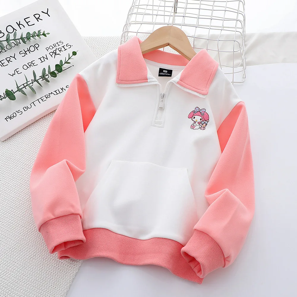 Sanrios Girls Hoodie Cinnamoroll My Melody Child Sweatshirt Anime Cartoon Long Sleeve Coat Jacket Spring Autumn Clothes for Kids