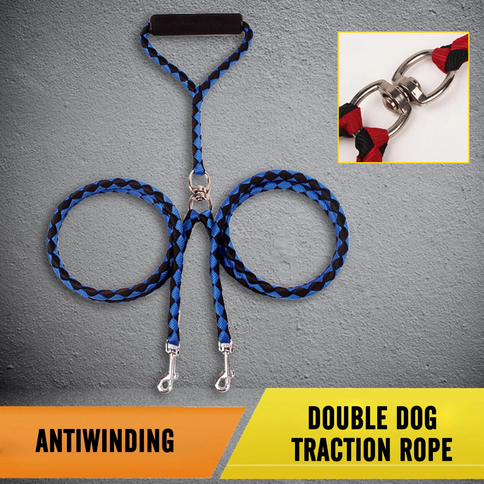 مزدوج رئيس الكلب المقود 1.4 متر حبل للحيوانات الأليفة المقود مضفر PP حبل مستدير دائم المزدوج الكلب الرصاص للكلاب المتوسطة الكبيرة