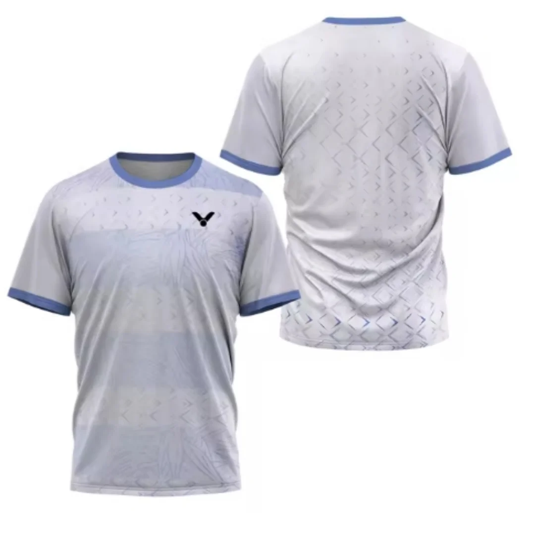 Laser Neon Print men's badminton T-shirt luxury brand short sleeved summer new hot selling table tennis T-shirt quick drying sho