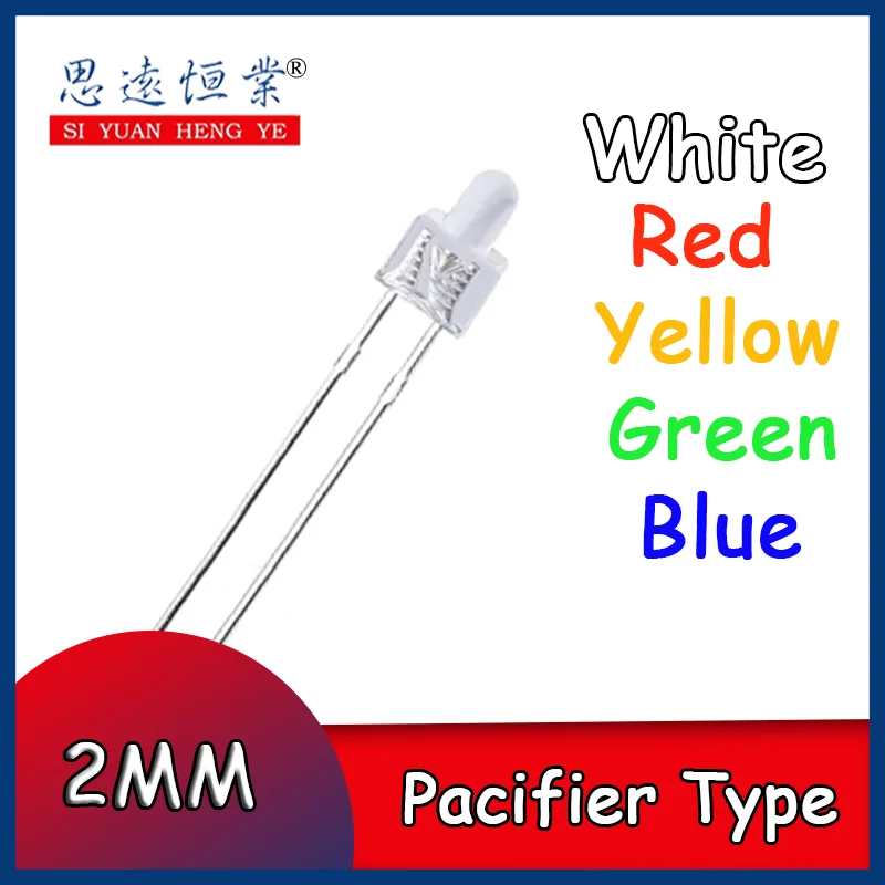 2mm Led Pacifier Type Red Yellow Green Bule Warm White Water Clear Lens Big Wide Angle Light Diodes Indicator Light