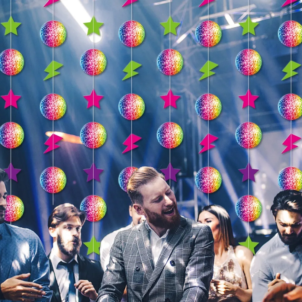 

8pcs Glitter Disco Ball Pendant Retro Disco Themed Disco Paper Garlands Shiny Mirror Ball Hanging Ornaments Holiday Celebration