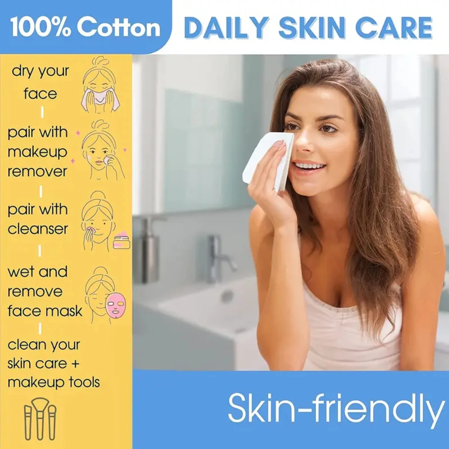 Gentle and Soft Facial Tissue - Highly Absorbent 400g Dry and Wet Towel - Versatile Multi-Purpose Disposable Cotton Face Towel f