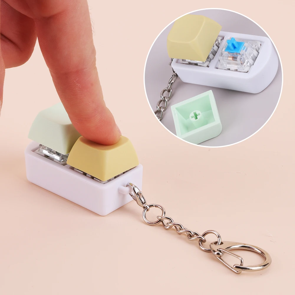 Keyboard Fidget Key Switch Keychain Shaft Tester 2 Keys Mechanical Keyboard Fidget Button for Adults Anxiety Decompression - Image 2