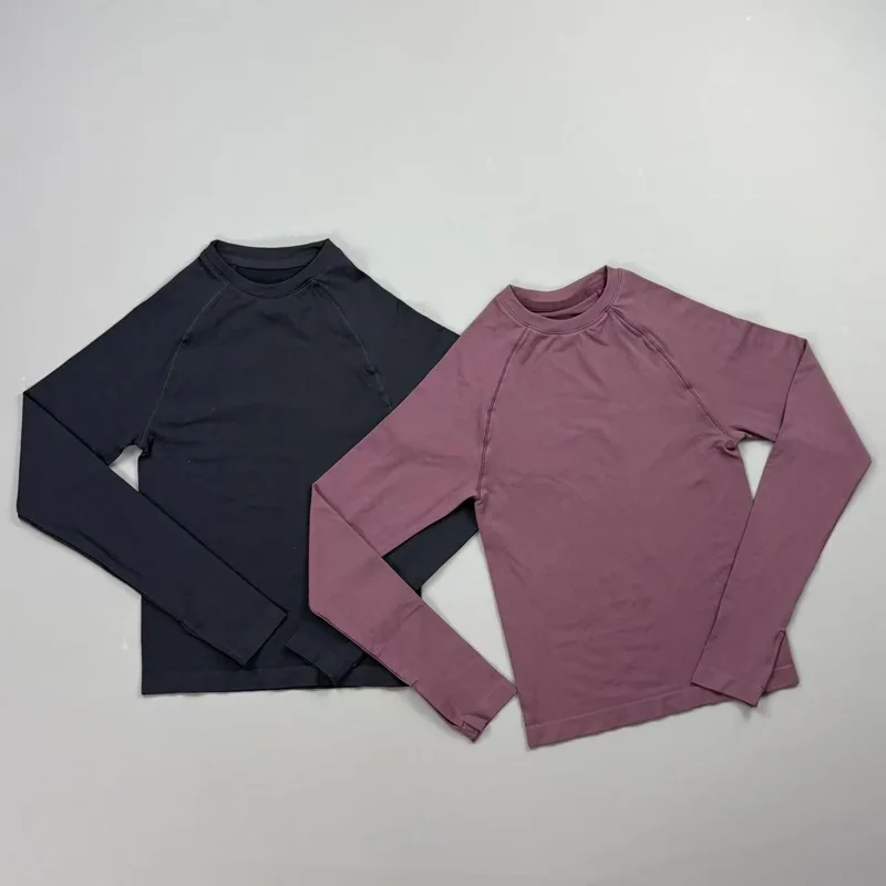 Women Gym Top Seamless Defy Long Sleeve Top Round Neck Yoga Workout Clothing Slim Fit Running Blouse Sports Fitness Shirt