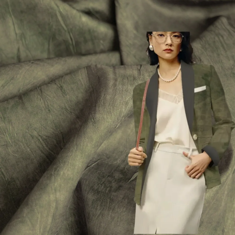 

Wrinkled Handmade Tie Dye Fabric Suit Skirt Pants Dress Creative Clothing Designer for Diy Sewing Cloth By The Meter