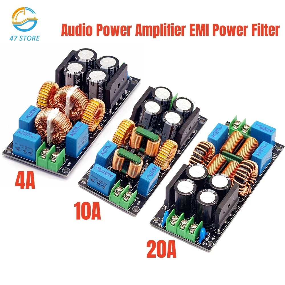 4A 10A 20A AC Power Filter EMI Electromagnetic Interference Filter EMC High Frequency Power Filtering For Audio Power Amplifier