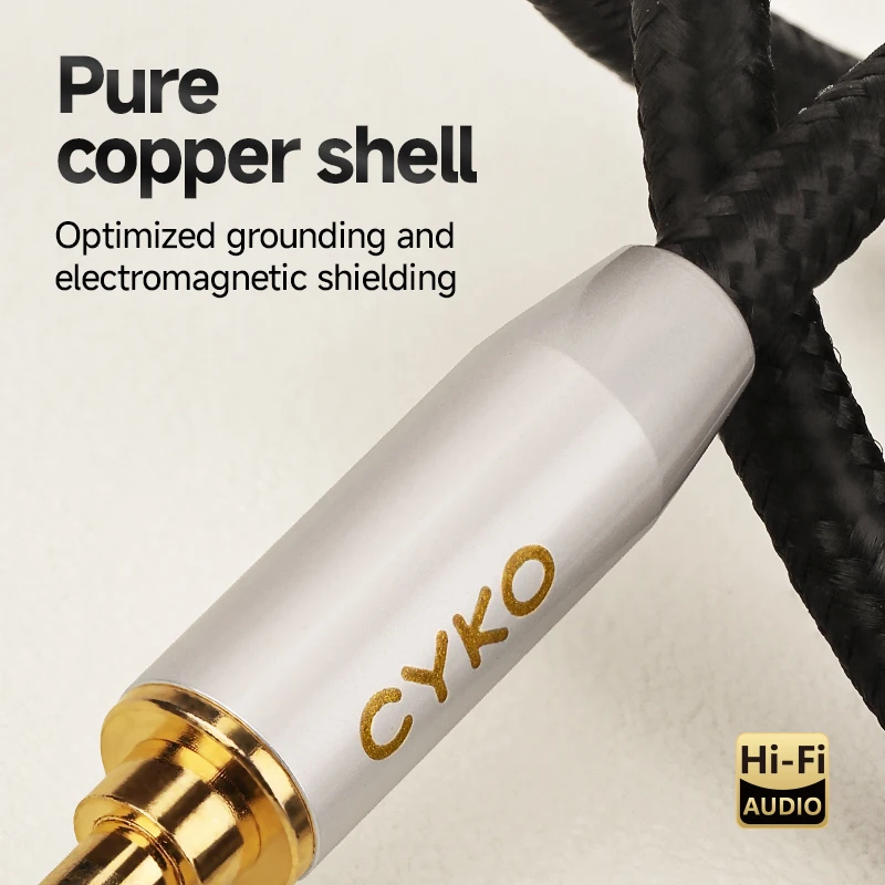 CYKO HiFi 6N OCC 3.5 مللي متر Aux جاك كابل الصوت 3.5 مللي متر TRS/TRRS مطلية بالذهب التوصيل النحاس النقي قذيفة كابل مساعد لمكبر الصوت مشغل أقراص مضغوطة