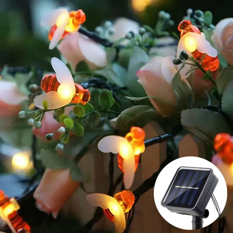 

Outdoor Crystal Globe Bee Garland Lamp 20/50/100EDs Solar String Lights with 8 Modes Christmas Tree Wedding Garden Decoraiton