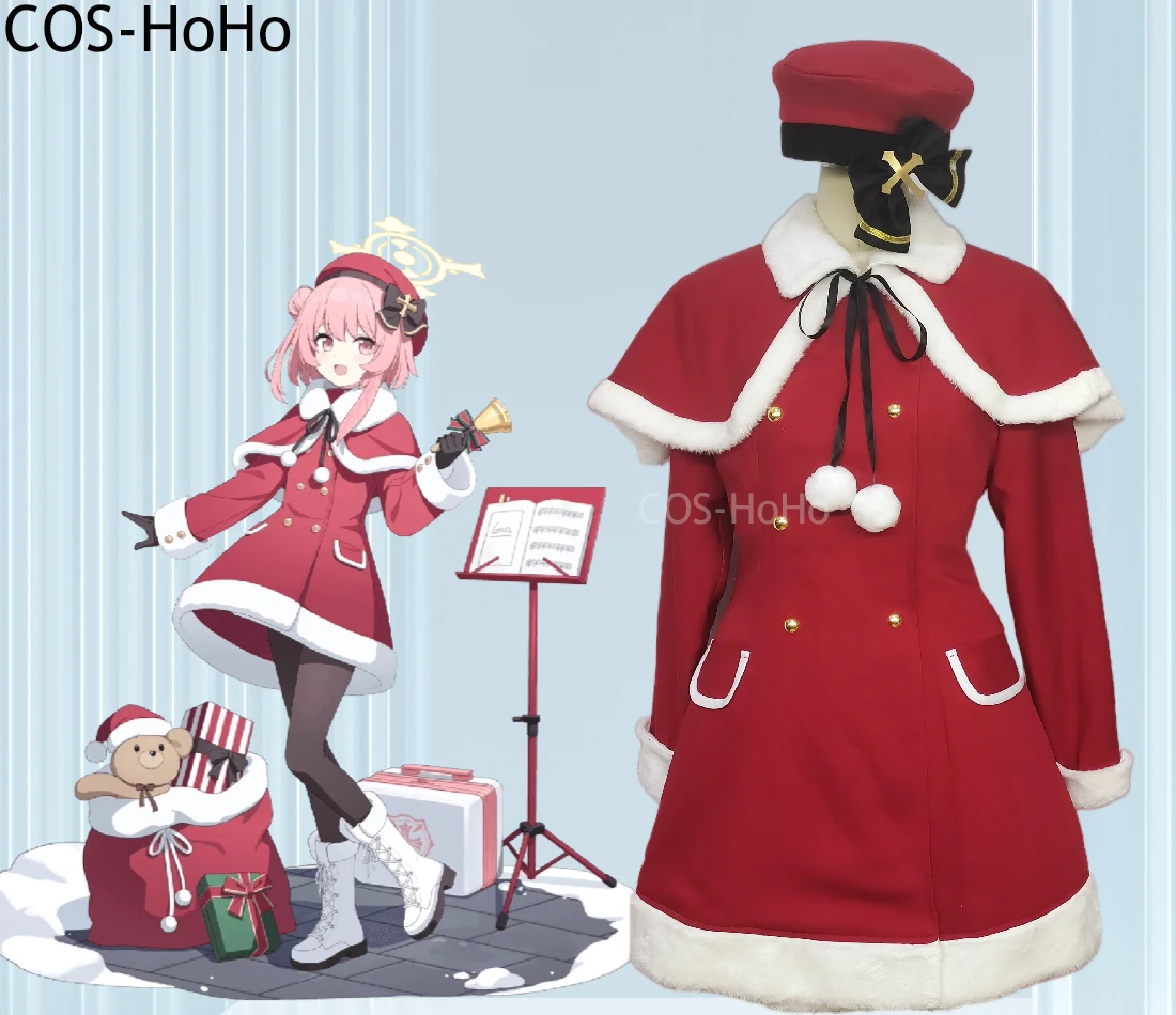 COS-HoHo Blue Archive Sumi Serina Christmas Nurse Red Dress Cosplay Costume New Year Halloween Party Role Play Outfit Any Size