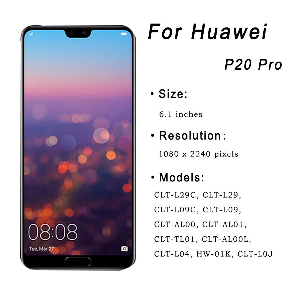 6.1'' For Huawei P20 Pro LCD Display Frame Touch Screen Digitizer