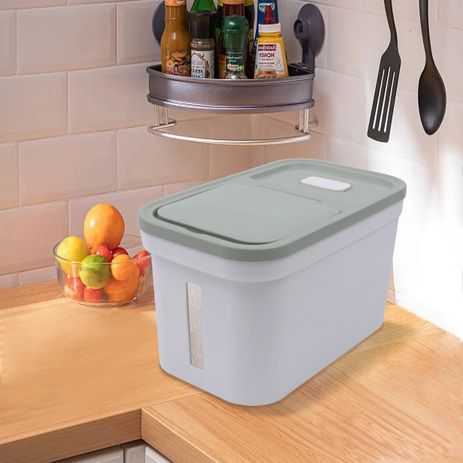 

Kitchen Large Rice and Cereal Storage Container 10kg Food Flour Airtight Box Rice Dispenser W/cup Beans Grain Organizer with Lid