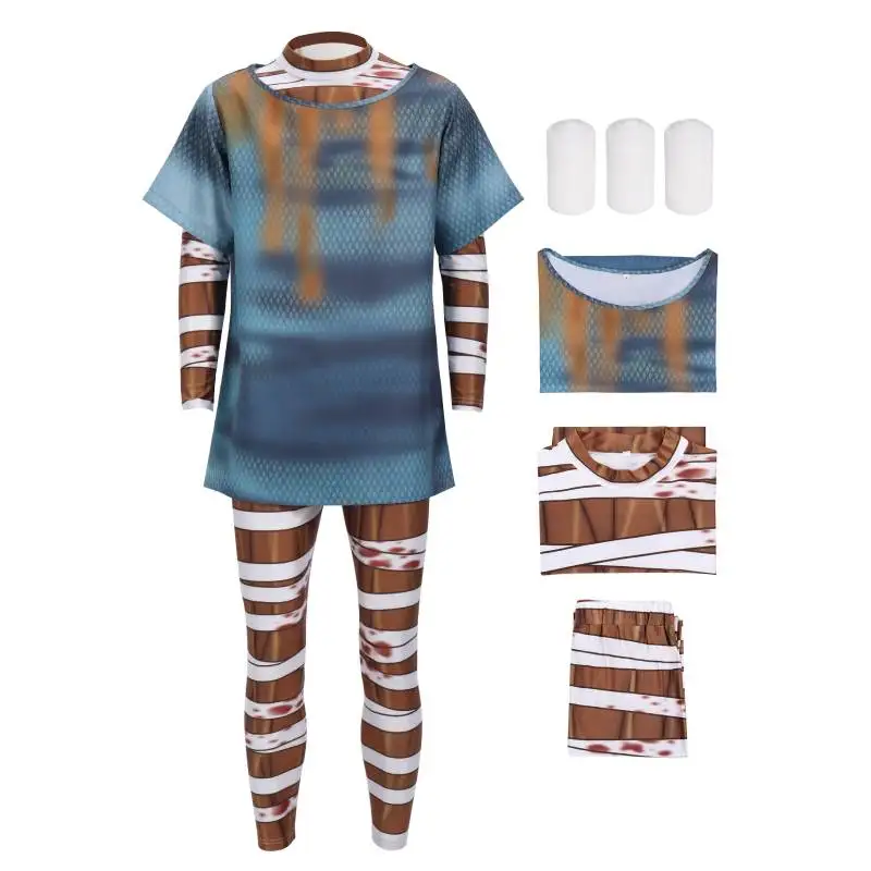 

DAZCOS Captain Curly Cosplay Costume Mouthwashing Cos Injured Curly Cosplay Halloween Horror Game Costume Full Set for Men