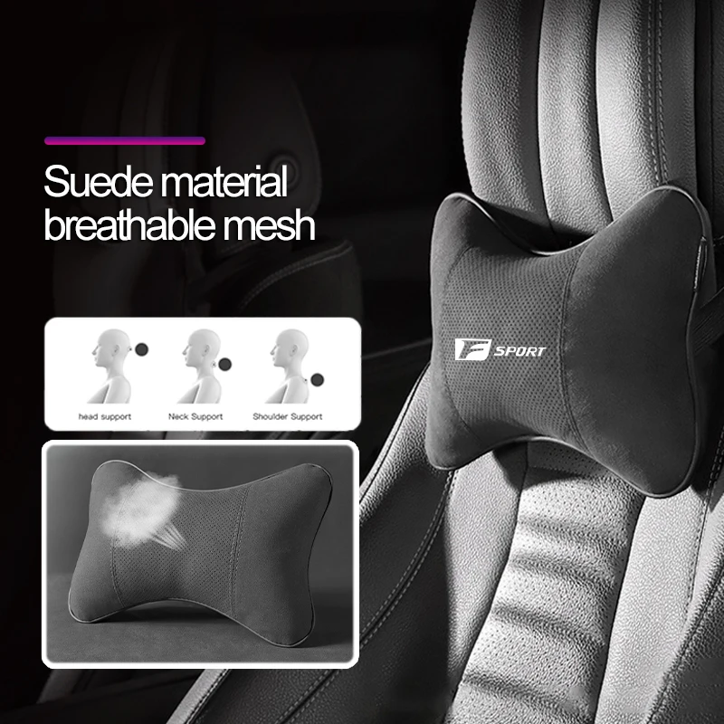 Car Suede Headrest Neck Support Auto Seat Accessories For Lexus F SPORT ES RX NX LS UX LM LX GX LC RZ IS CT GS RC HS SC TX LBX - Detail 1
