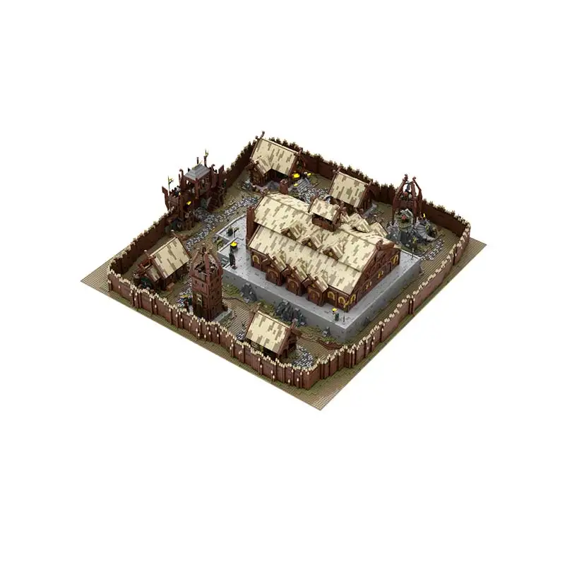 MOC Epic Mountain Fortress Village Building Blocks Set Ancient Timber Hall Architectural Model Adult Collection Gift