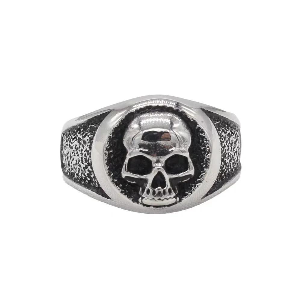 European and n character retro man skull man stainless steel ring