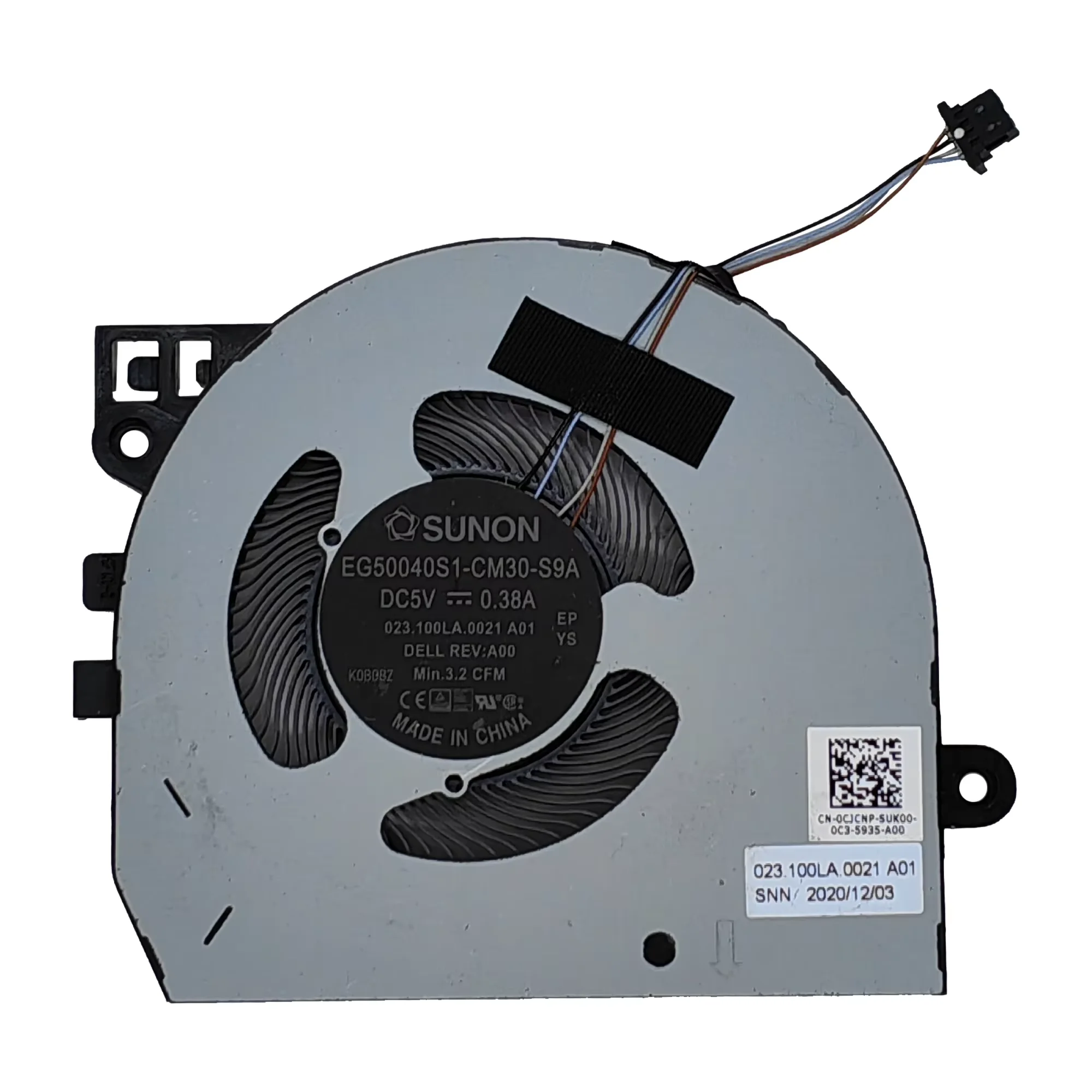 مروحة تبريد وحدة المعالجة المركزية الجديدة لـ Dell Latitude 13 5320 Series 0CJCNP ND75C63-20E12 023.100LA.0001.A01 EG50040S1-CM30-S9A DC5V 0.5A Fan #1