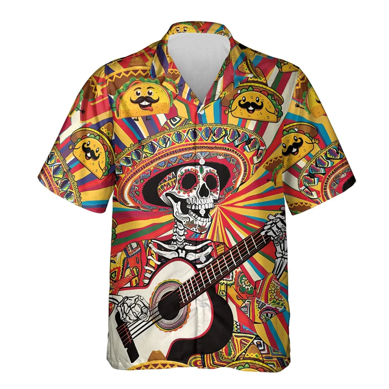 

Fashion Mexico Chicken Roll 3D Printed Shirts For Men Clothes Funny Design Taco Aloha Beach Shirt Animal Burrito Short Sleeve