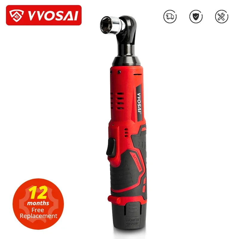 VVOSAI 45NM Cordless Electric Wrench 12V 3/8 Ratchet Wrench set Angle Drill Screwdriver to Removal Screw Nut Car Repair Tool