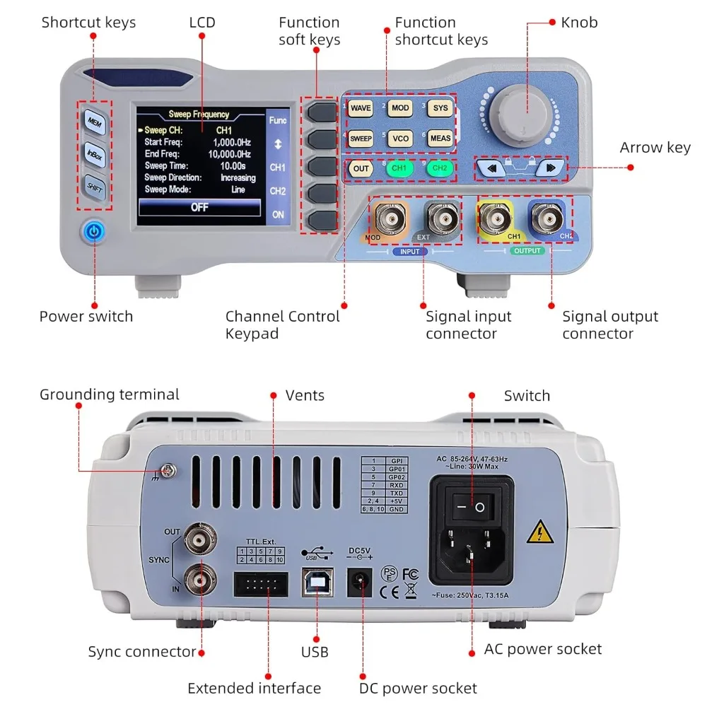 DDS Signal Generator Counter, 2.8in Screen Display 80MHz High Precision Dual