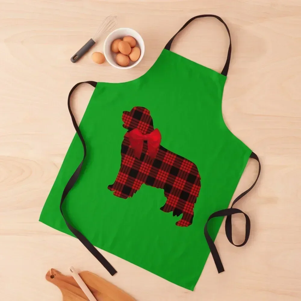 

Red Plaid Newfie with Bow Apron Kitchen Novel Kitchen Accessories Dress Korean Kitchen Apras Man Apron