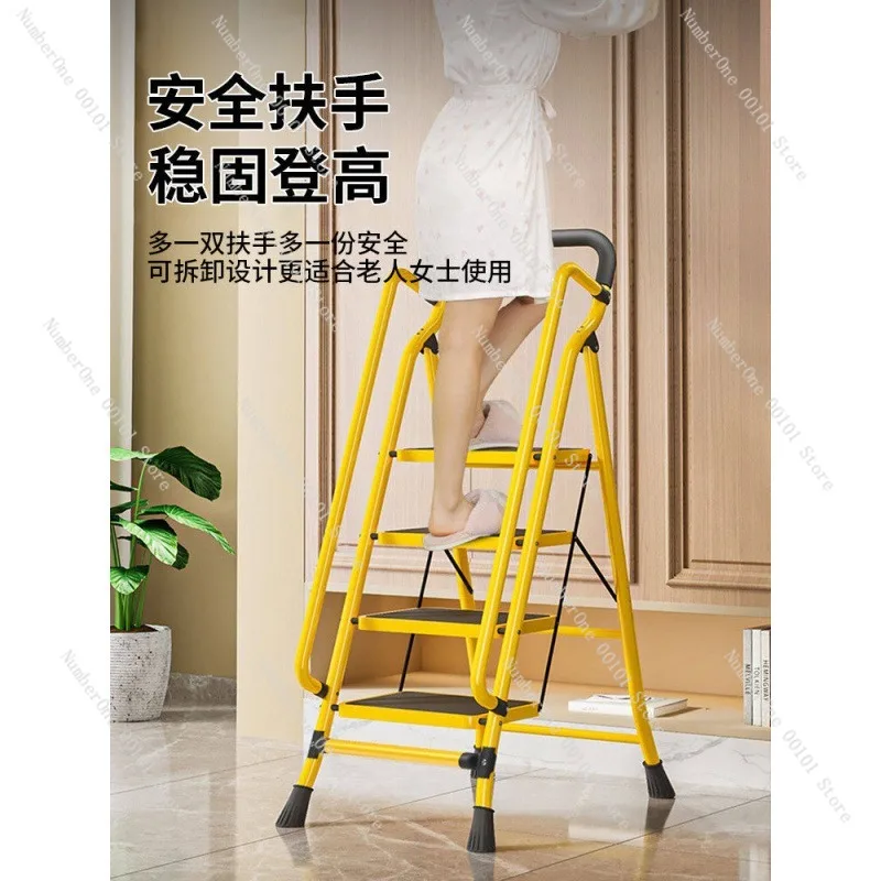 سلم تسلق تلسكوبي قابل للطي منزلي، سلم متسع ومستقر ومقوى متعدد الخطوات على شكل حرف A، خيار من أربع خمس وستة خطوات #3