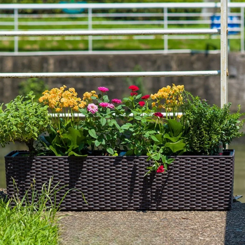 

Veg Planting Box Square Flower Grow Pot Potted Rattan Hanging Basin Self-absorbent Flowerpot Garden Balcony Pratical