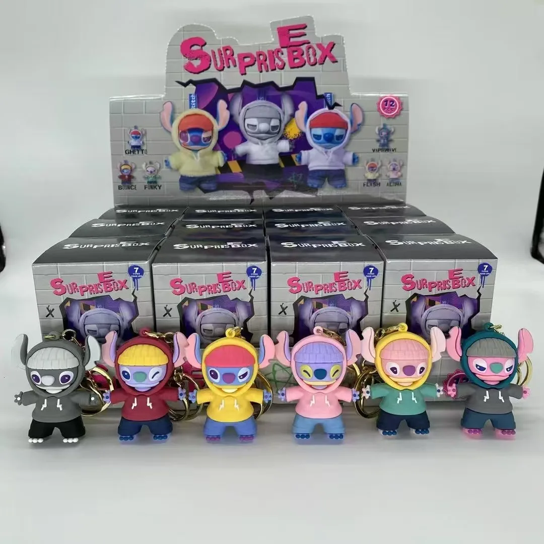 Caja ciega de punto de Disney, caja ciega de la serie Genz Street, Stitch Eat Some Thing Before Sleep, caja misteriosa de vinilo, regalo de muñeco esponjoso