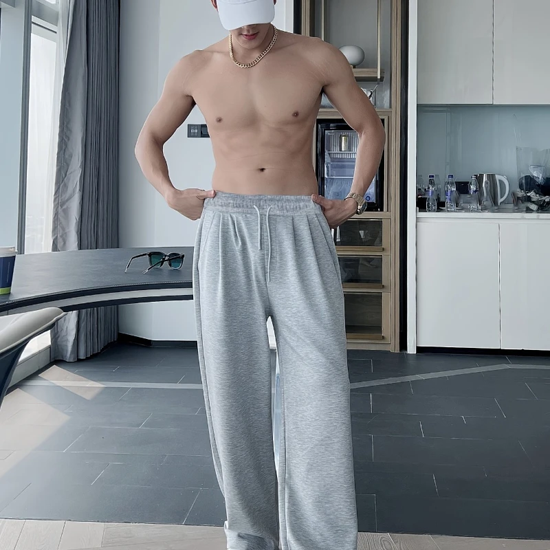 

Осенне-зимние популярные мужские осенние новые повседневные брюки, светло-серые широкие брюки