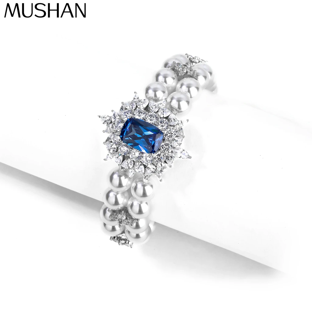 

MuShan Jewelry 925 Sterling Silver Bangle 5A CZ Gemstones Designer High Carbon Diamond 925 Sterling Silver Bangles Accessories