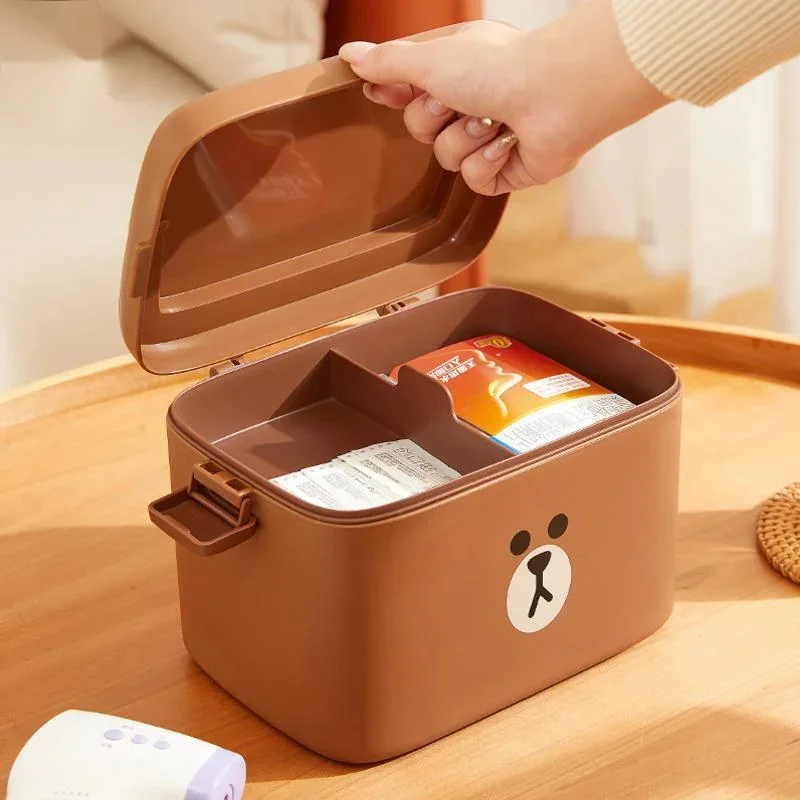 Rilakkuma Storage Box Home Use Medicine Box Emergency Medical Care Storage Box Large Capacity Multi Layer Medicine Box Lunch Box