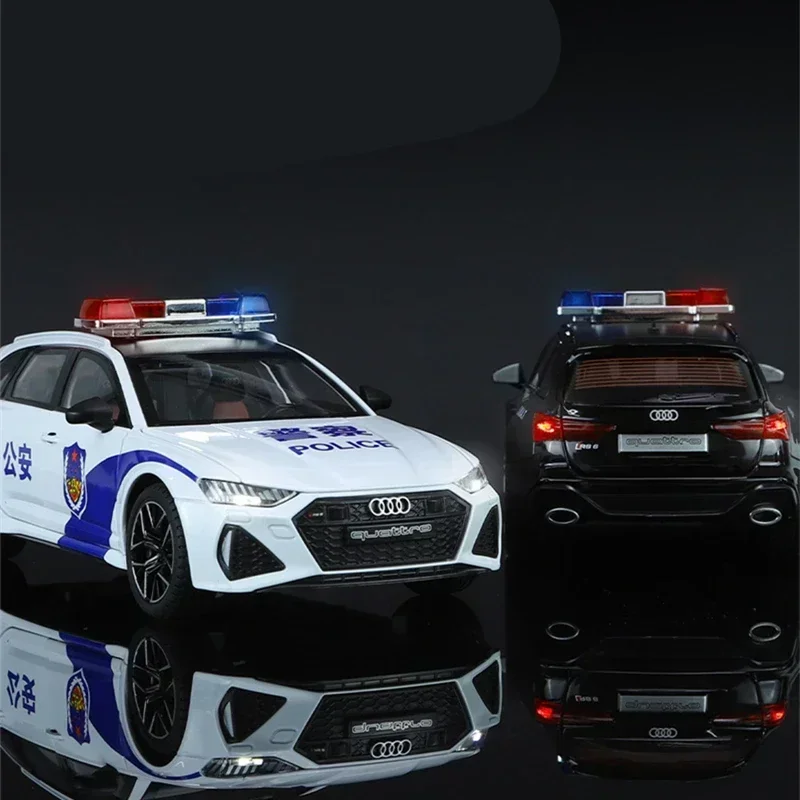 1/24 Audi RS6 Lega Avant Station Wagon Modello di Auto Fonde Sotto Pressione Giocattolo In Metallo Veicoli Della Polizia Modello di Auto Simulazione Suono Luce Regali Per Bambini