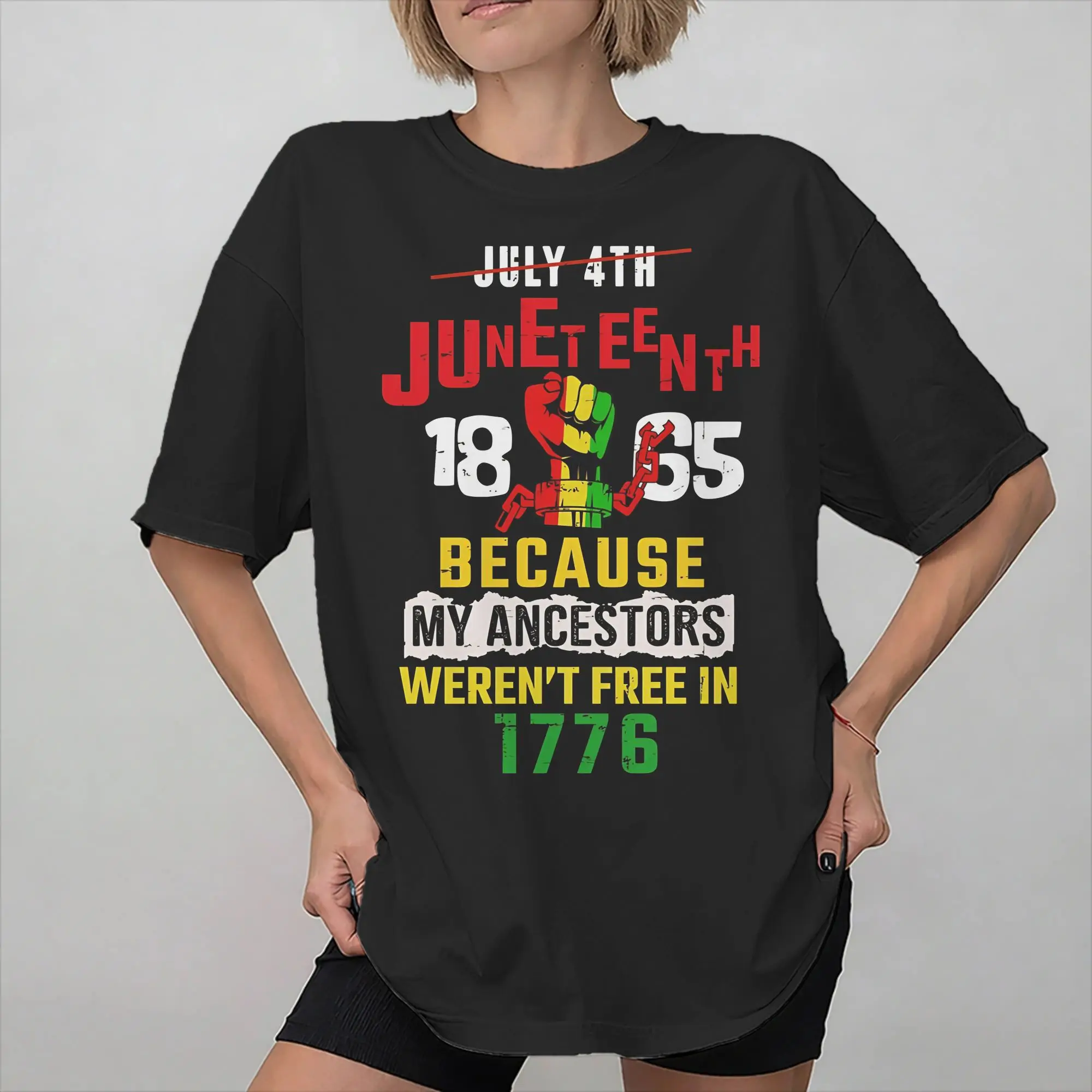 Printed Juneteenth 1865 Rooted In Freedom T Shirt for Men Women  100% Cotton Tee Shirt Short Sleeve Clothes
