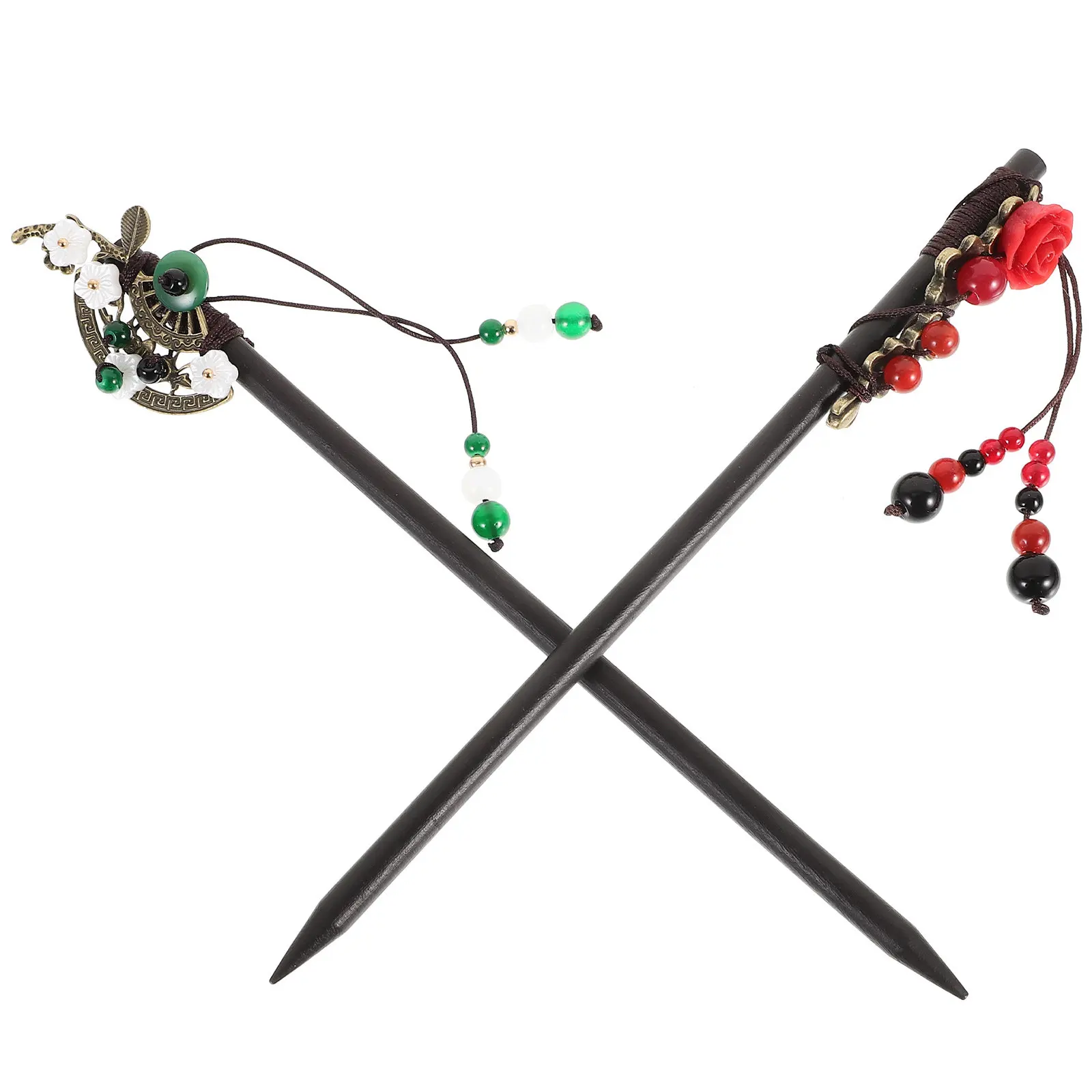 2Pcs Chinese Ancient Style Hairpin Retro Hair Stick Exquisite Delicate Decorative Hair Accessory for Women Elegant Charm