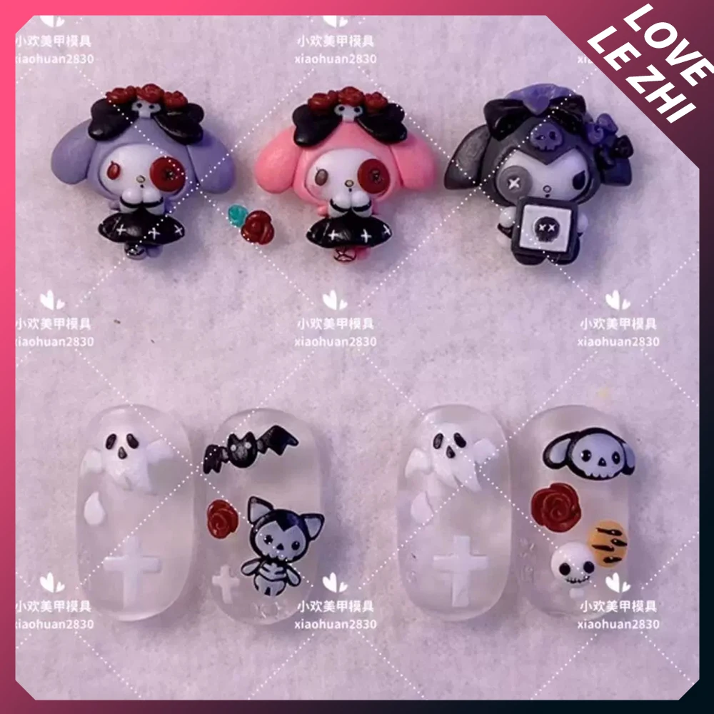 

Diy 3D Sanrio Kuromi Mymelody Acrylic Nails Carving Mold Handwork Cartoon Bat Silicone Nail Art Finished Product Holiday Gift