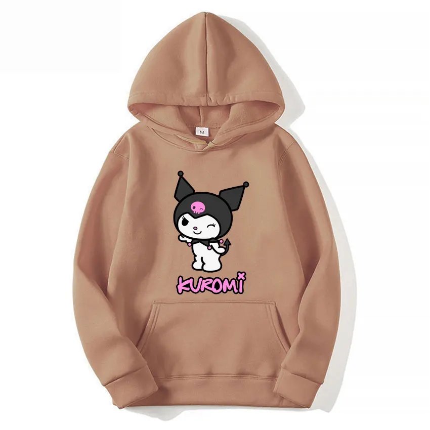 Kuromi Kawaii Women Hoodie Tops Spring Autumn New Fashion Men Pullover Cartoon Anime Black Couple Oversized Sweatshirt Clothes