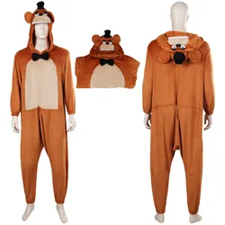 FNAF Funny Cos Bear Freddy Cosplay Costume outfit Fantasy Sleepwear Halloween Carnival Suit accessori per Unisex Roleplay