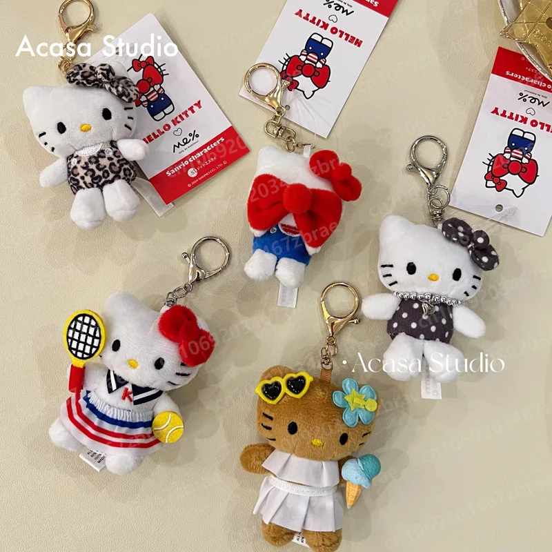 

Kawaii Plush Keychain Toy Hello Kitty Tennis Anime Cartoon HelloKitty Student Backpack Pendant Decoration Girl Christmas Gifts