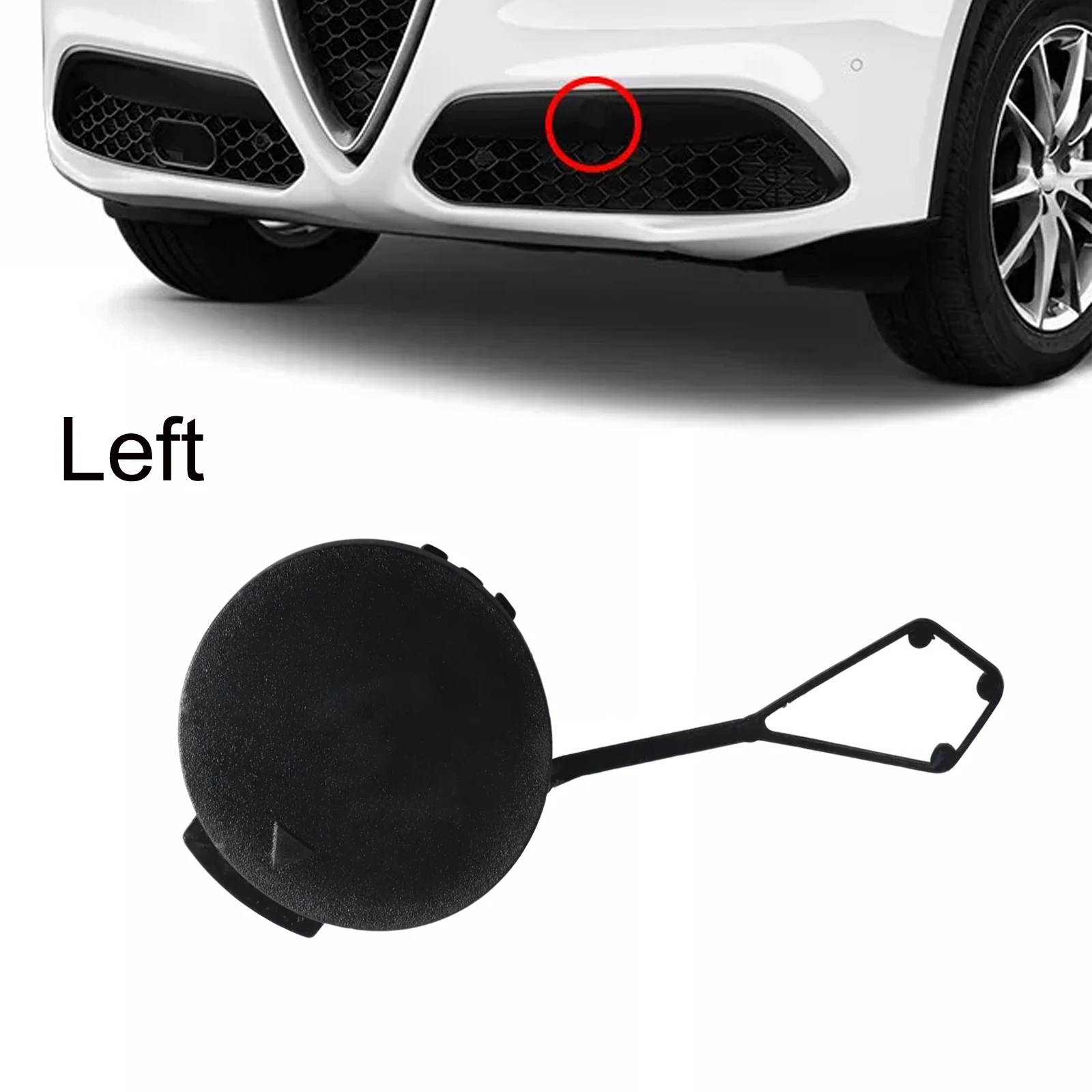 

1PC Car Front Left Bumper Tow Hook Cover Primed Trailer Lid 156114920 For Alfa For Stelvio 2017-2023 Exterior Part