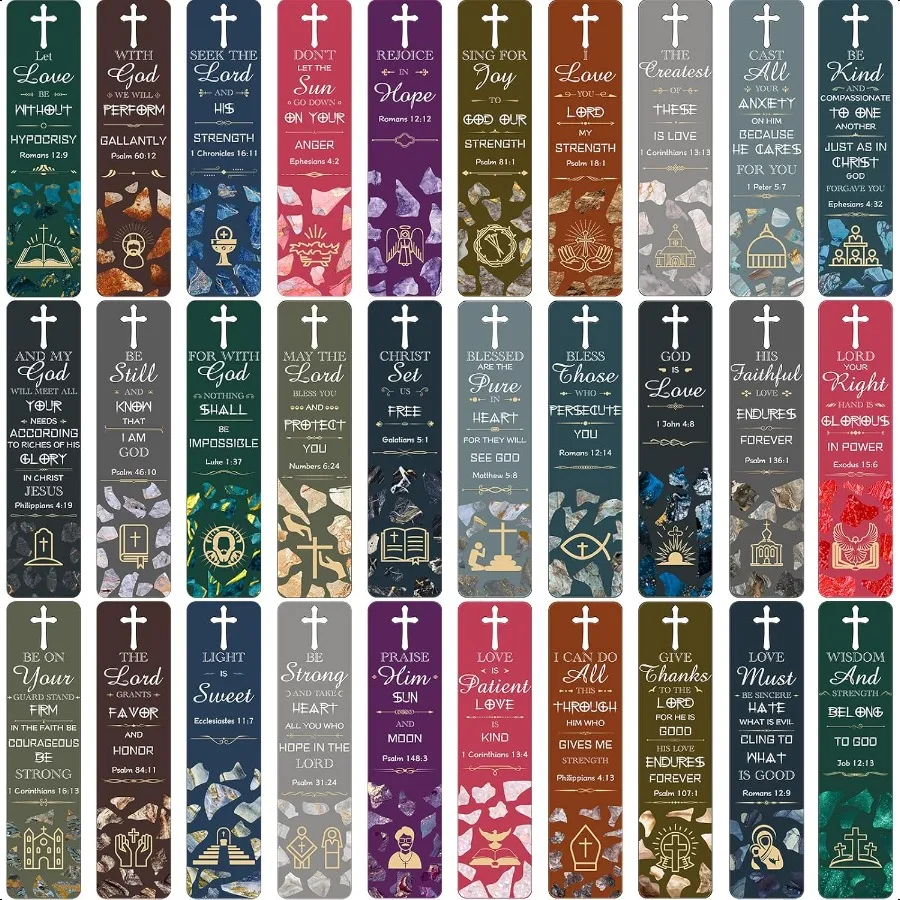 

120 Pieces Bible Verses Bookmarks with Hollow Cross Christian Gift for Church Inspirational Religious Bookmarks Gifts Reading R