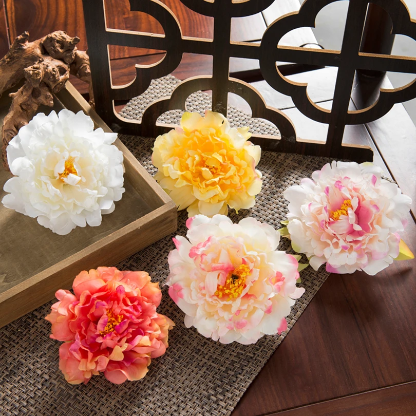 10 sztuk sztuczne kwiaty piwonii głowa świąteczna dekoracja domu girlanda kwiatowa ściana Diy akcesoria dla nowożeńców wyprzedaż wesele — zdjęcie 3