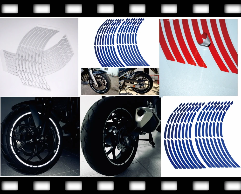 

Decors For Kawasaki Ninja ZX7R ZX9R ZX1100 ZRXCar Motorcycle Tire Rim Stickers 17"-19" Reflective Wheel Tyre Sticker