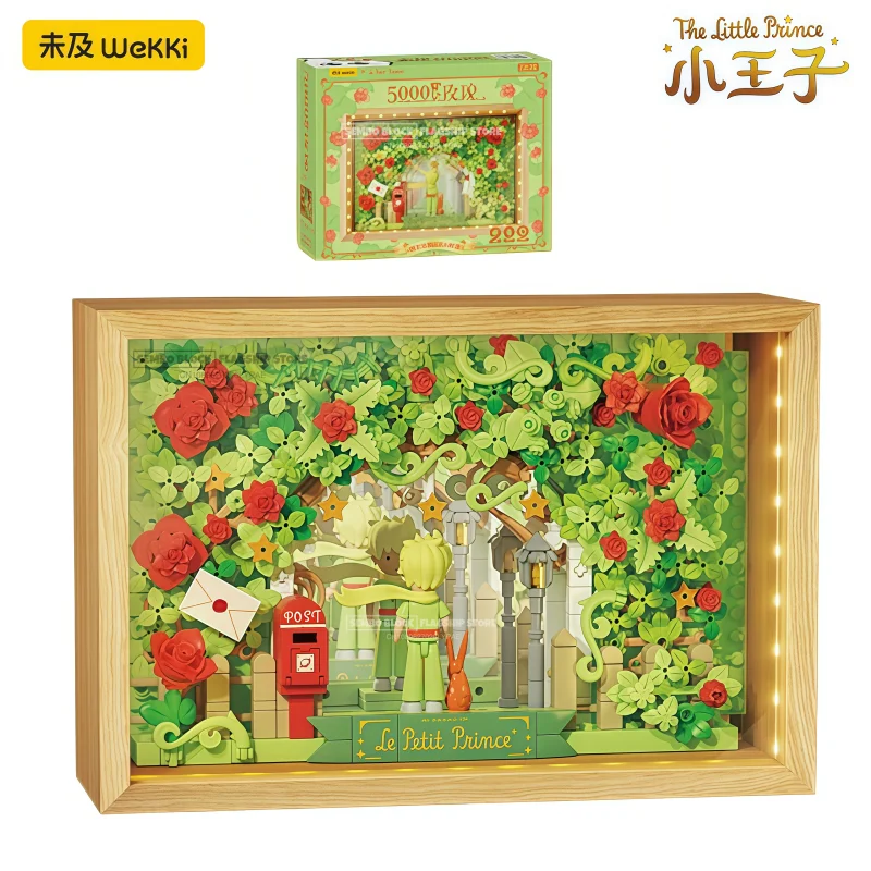 Il Piccolo Principe Rosa Cornice per foto Blocchi di costruzione assemblati Specchio Abisso Kawaii Anime Giocattolo Modello Ornamenti per il desktop Regalo di festa