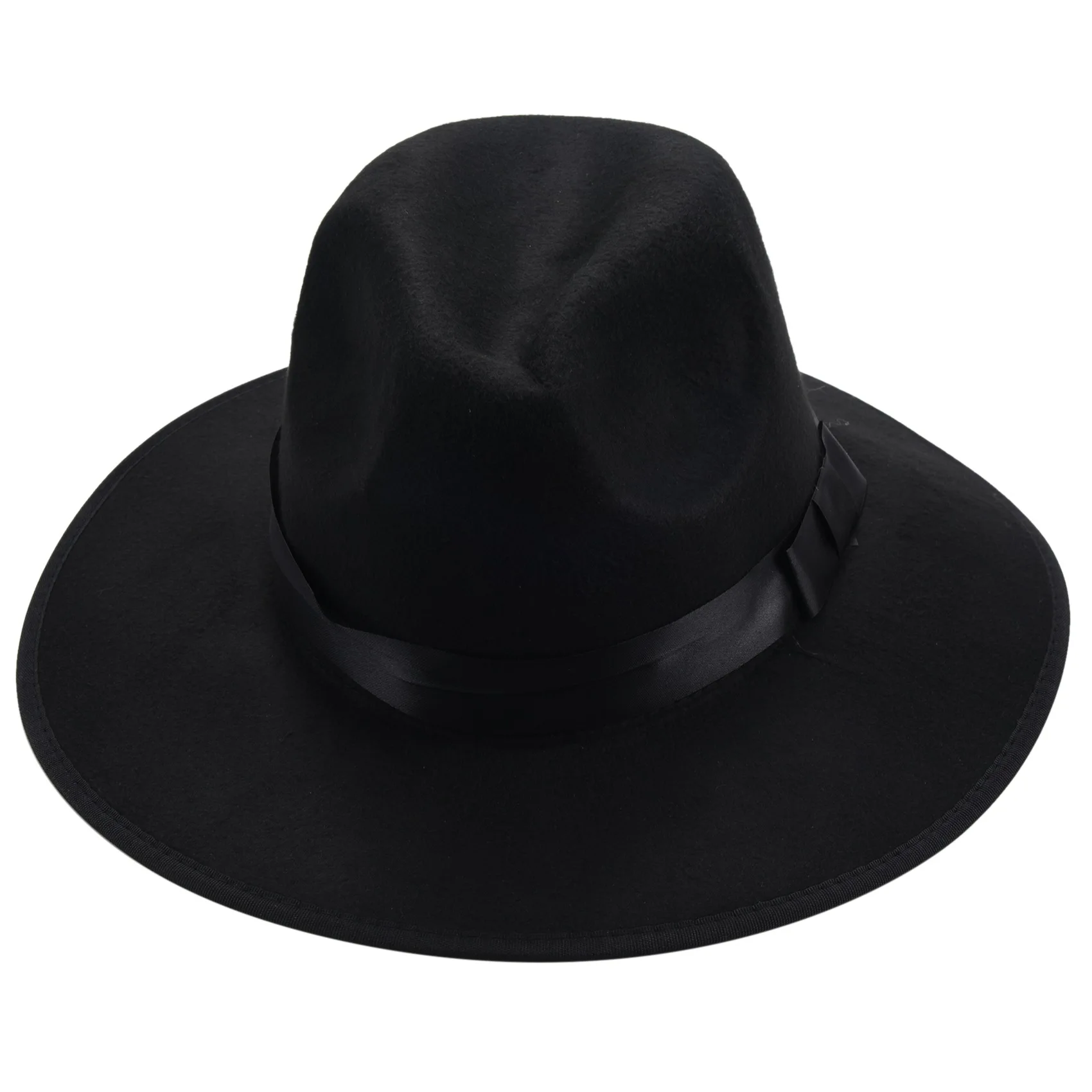 ABP-للجنسين الرجال النساء القبعات قبعات بنما فيدورا تريلبي مستقيم واسعة حافة الصلب ورأى الأسود