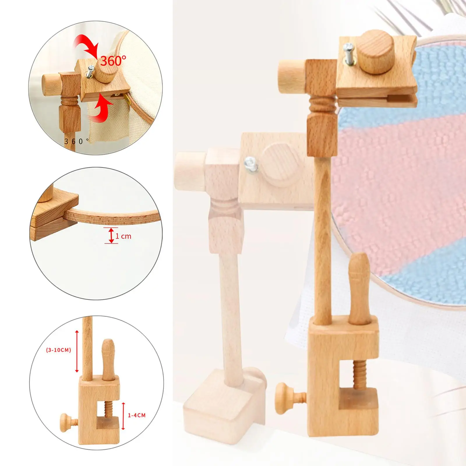 

Максимальный диаметр. Подставка для вышивания 40 см с вращением на 360°, регулируемая деревянная рамка-держатель для вышивки крестом, настольный зажим