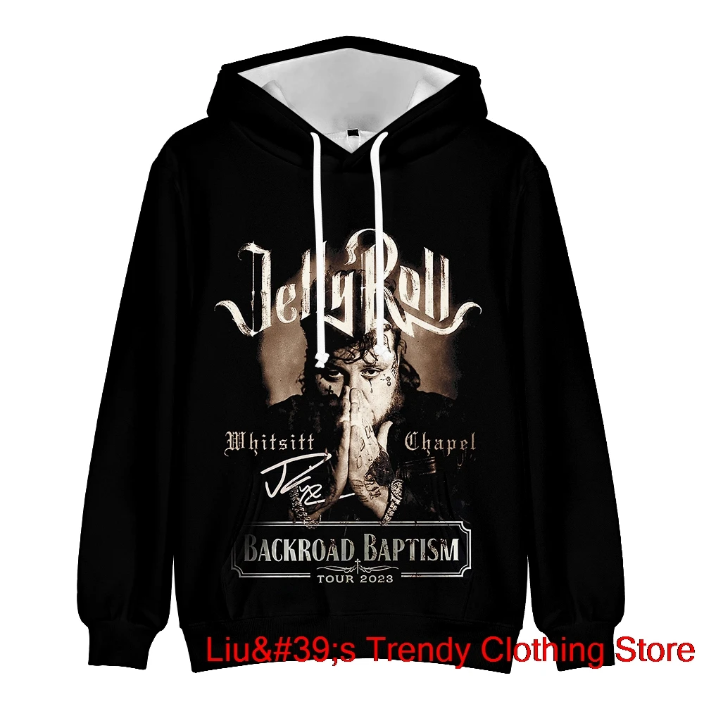 Jelly Roll Hoodies 2023 Backroad Baptism Tour Whitsitt Chapel Merch Print Unisex Fashion Funny Casual Sweatshirts Top