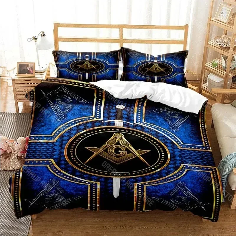 Exquisite 3D Print Masonic Freemason Illuminati Bedding Set Boys Girls Twin Queen Size Duvet Cover Pillowcase Bed Kids Adult