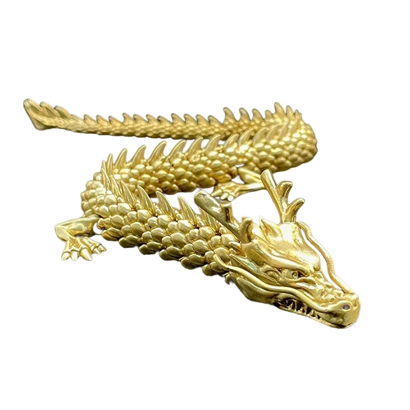 ABKO-2PCS dragão dourado com articulações móveis, estatuetas colecionáveis de dragão do zodíaco chinês, ornamento de decoração de mesa, estátua de dragão 3d