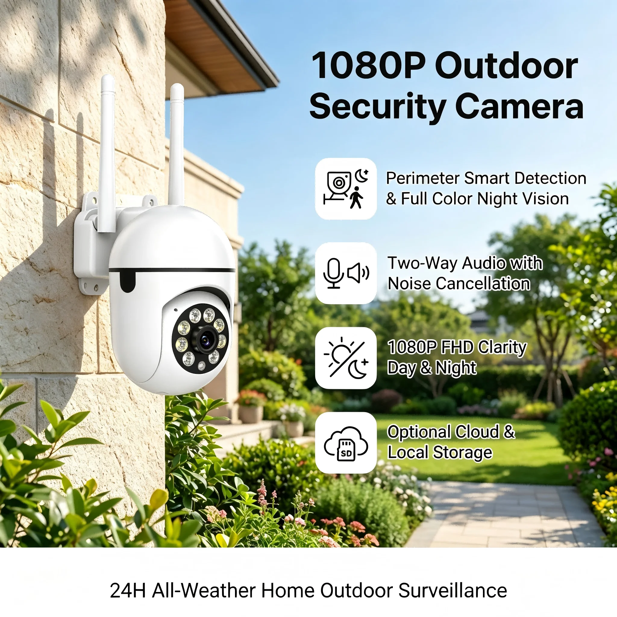 Ease Life 2.4G WiFi Smart Home Security Camera, 355° Panoramic Cruise, Motion Detection, Color Night Vision, Alarm Push Notifica