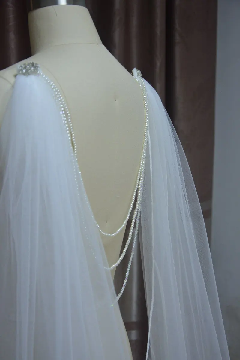 Bridal  Wedding Veil Cape,  Crystal beads veil wedding accessories