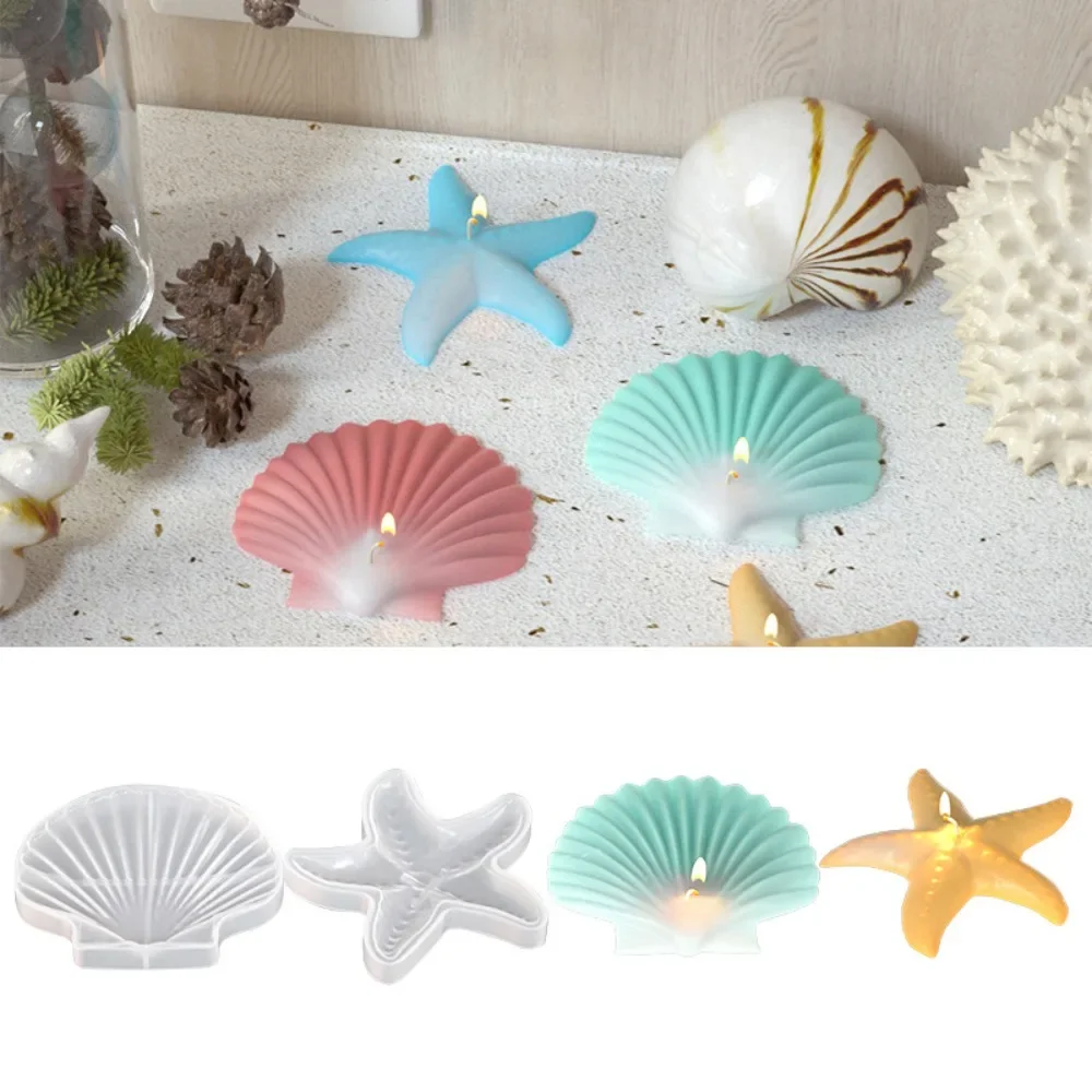 Easy Demold Sea Shell Candle Moulds 3D Starfish Resin Gypsum Silicone Mold Bathroom Handmade Soap Decor Birthday Chocolate Gifts